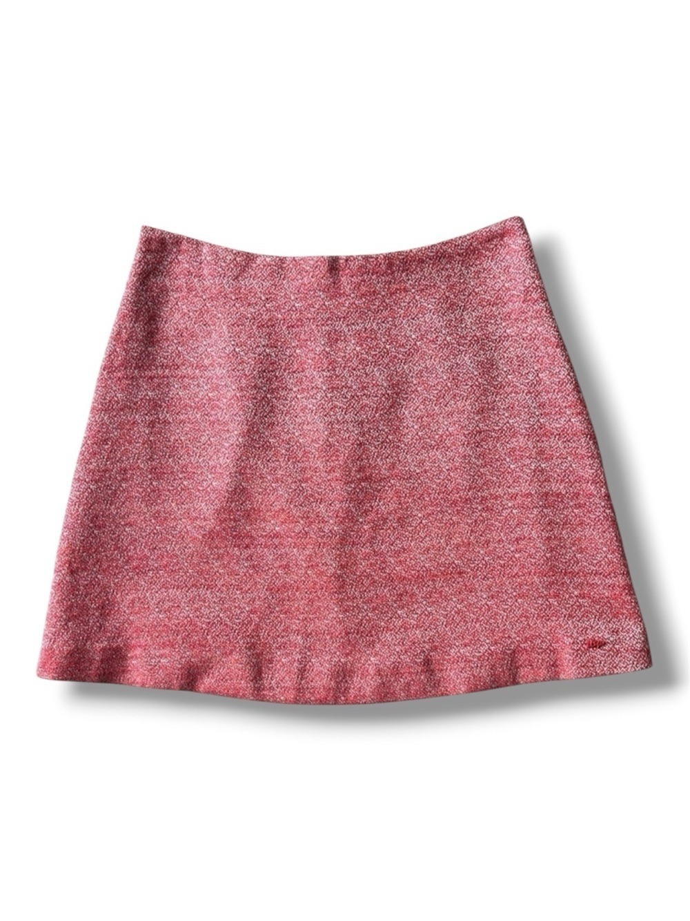 Cop.Copine Publier Red Pink Tweed A‑Line Mini Skirt Linen Blend Size 38 (M)